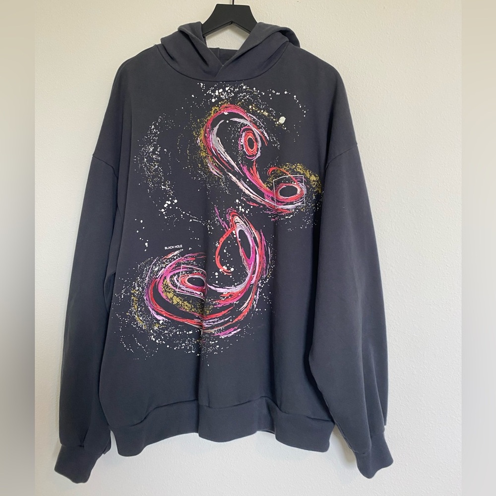 Acne Studios Black Hole Hoodie Galaxy Print Front French terry hooded sweatshirt - Picture 7 of 13